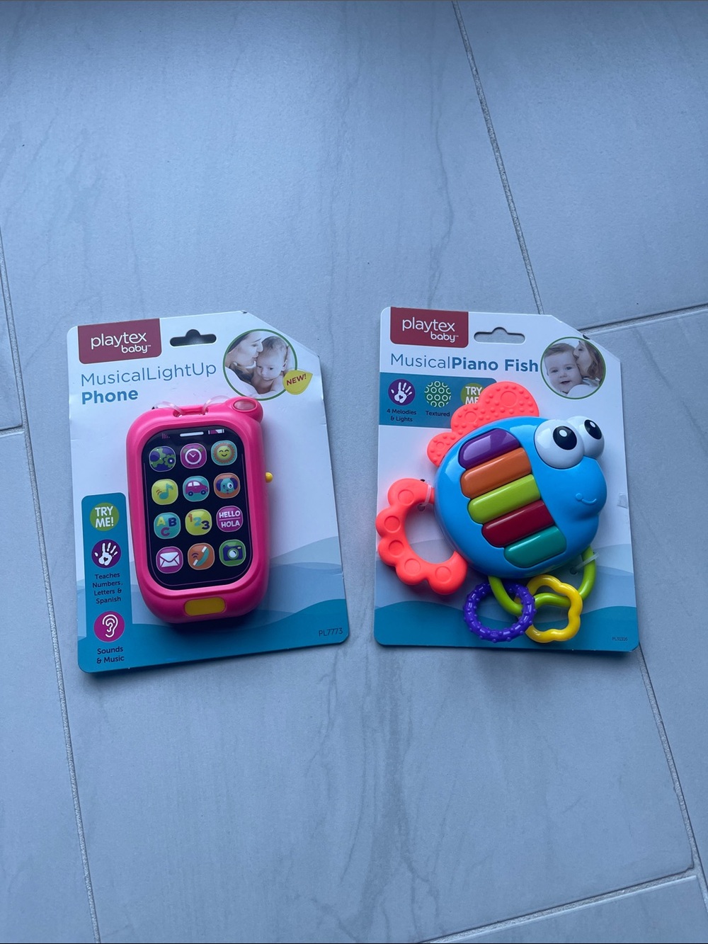 Playtex Baby Musical Light Up Phone & Fish Piano Toy - Pink & Blue